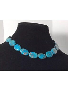 Whitney Kelly Sterling Silver Turquoise Large Ovals Necklace 18”
